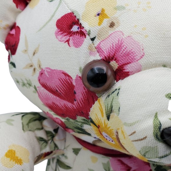 Vintage Milaca Mills Floral Fabric Teddy Bear Plush Stuffed Animal Toy 1989 - Picture 8 of 8